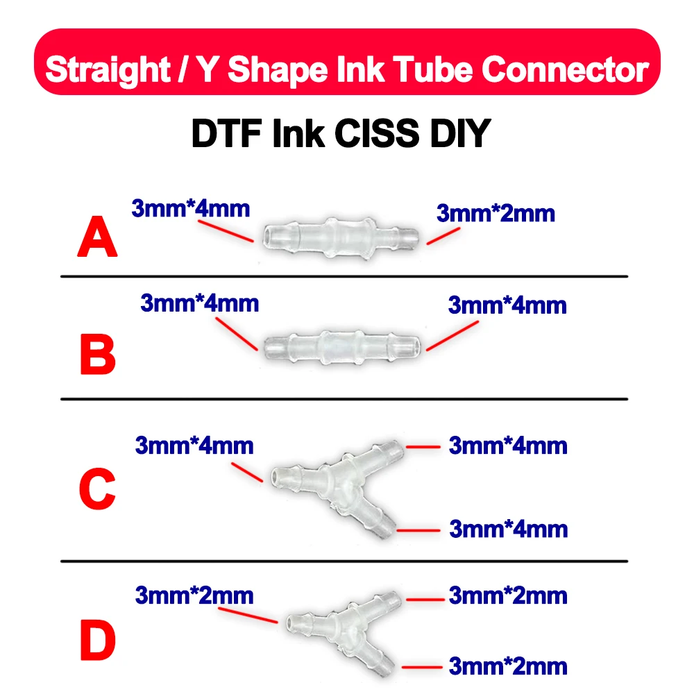 Solvent Printer Ink - 15 Stück Eco-Solvent gerade/Y-Form Tintenschlauchverbinder für