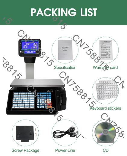Commercial Printing Options - Elektronische Supermarkt-Waage mit Barcode-Druckfunktion, internationale Version,